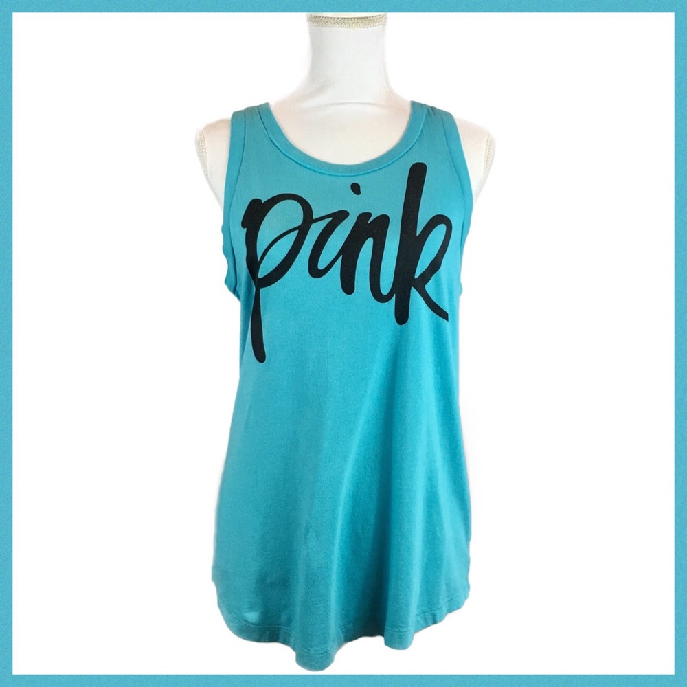 PINK Victoria’s Secret Aqua Sleeveless Tee Size S - Picture 2 of 5